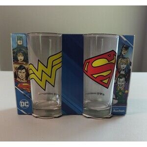 DC Comics Wonder Woman and Superman 2 Piece Glass Set 9oz Collectible